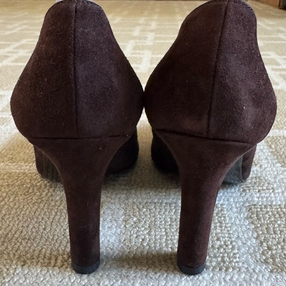 YSL Vintage Brown Suede High Heel Pumps Pointed Toe Designer Shoes Holiday 5.5 - Picture 5 of 10